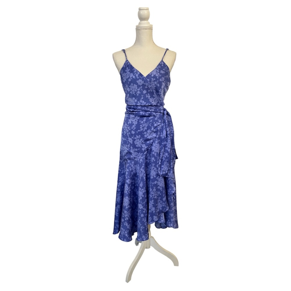 Purple wrap dress with flower print size small
